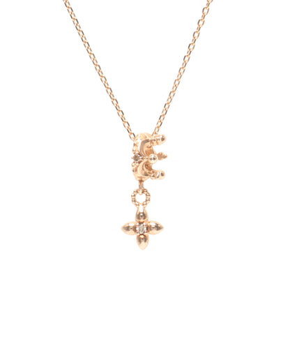 美品 IMPRESSE ネックレス K10 ダイヤ 0.01ct 王冠モチーフ クロスモチーフ レディース インプレッセ