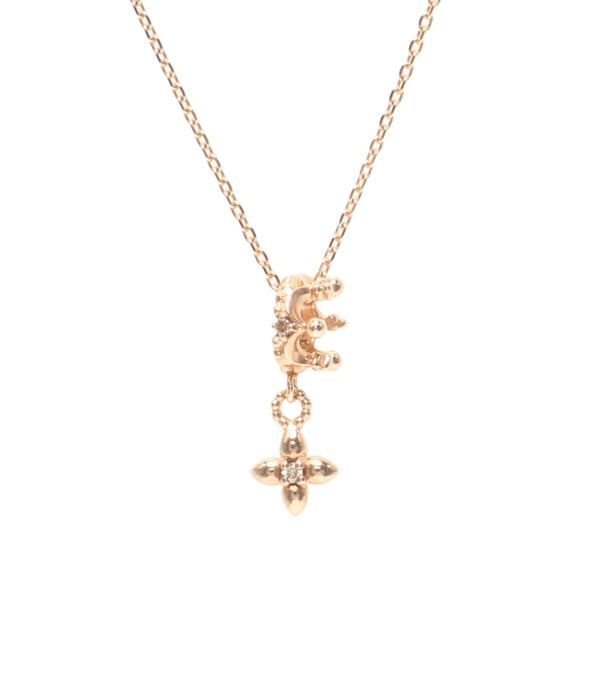 美品 IMPRESSE ネックレス K10 ダイヤ 0.01ct 王冠モチーフ クロス