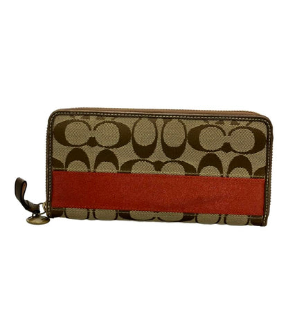 コーチ ラウンドファスナー長財布 シグネチャー レディース COACH