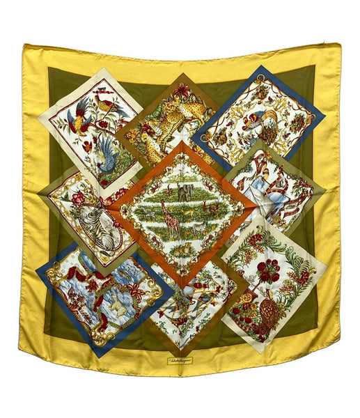 SALVATORE FERRAGAMO☆サルヴァトーレフェラガモ シルクスカーフ サルヴァトーレ・フェラガモ スカーフ 鳥類 Salvatore Ferragamo