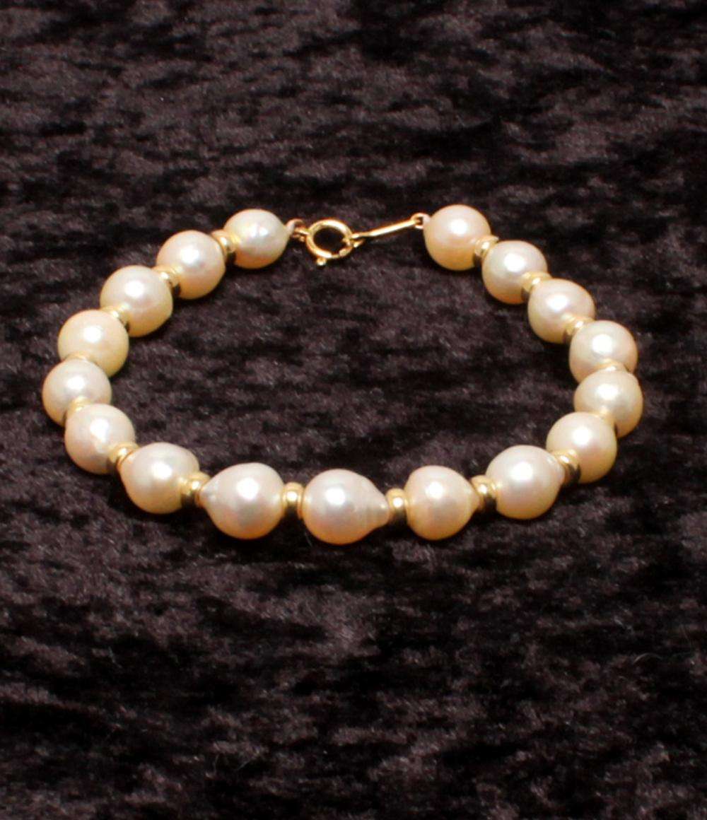 美品 ブレスレット K18 パール 7.5mm レディース