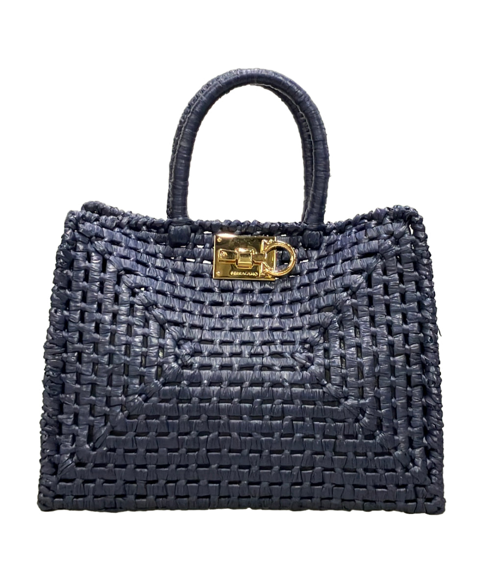 FERRAGAMO ハンドバッグ スタジオボックス ラフィア ガンチーニ レディース フェラガモ