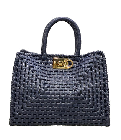 FERRAGAMO ハンドバッグ スタジオボックス ラフィア ガンチーニ レディース フェラガモ