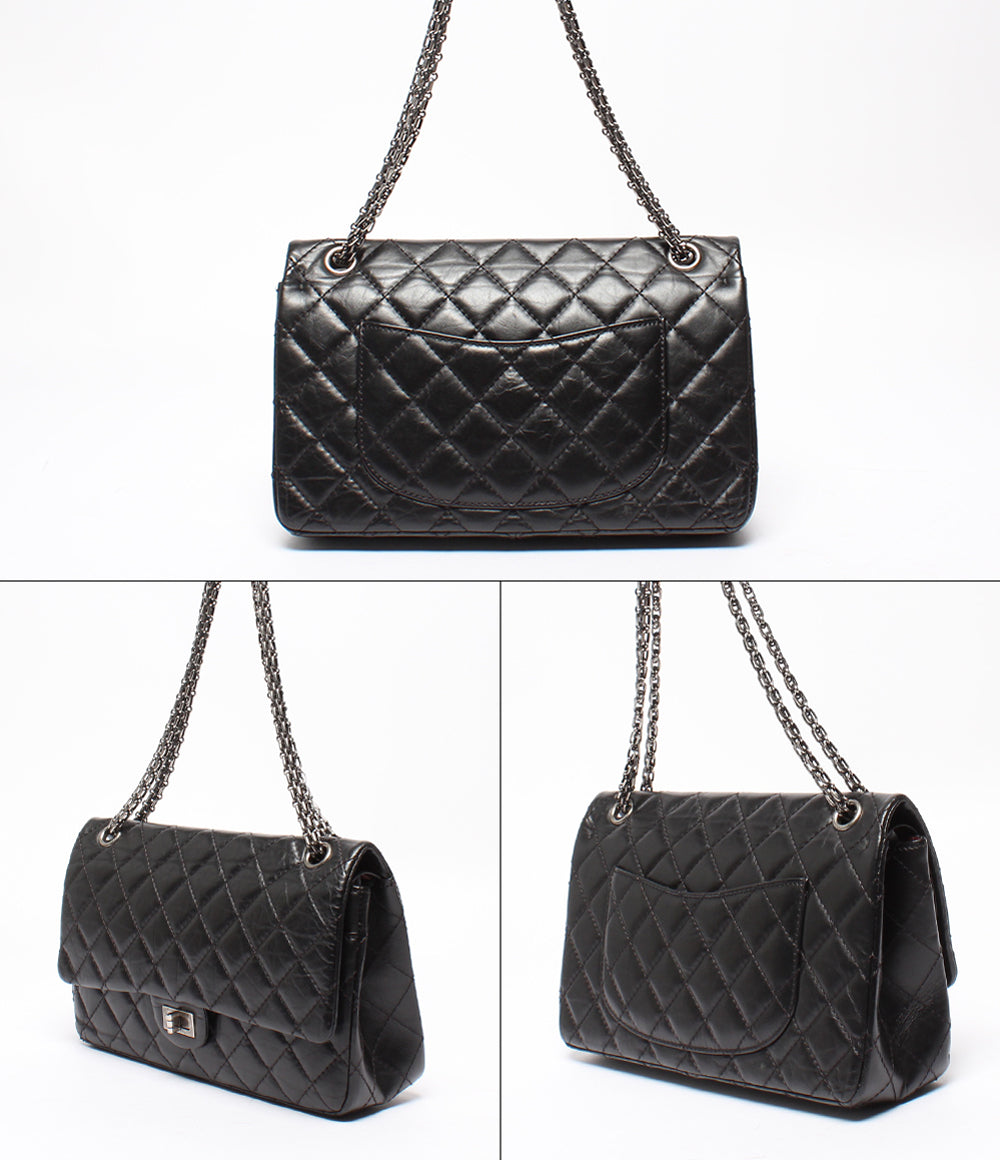 CHANEL チェーンショルダーバッグ シルバー金具 ダブルチェーン ダブルフラップ マトラッセ 2.55 リイシュー レディース シャネル