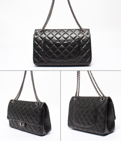 CHANEL チェーンショルダーバッグ シルバー金具 ダブルチェーン ダブルフラップ マトラッセ 2.55 リイシュー レディース シャネル