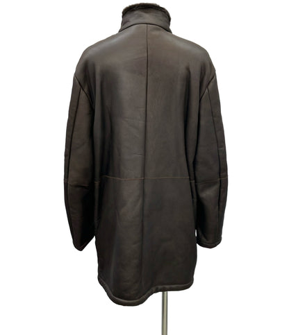 Austin Reed ロングコート ブラウン レザー ムートン 18490Y メンズ SIZE L オースチンリード