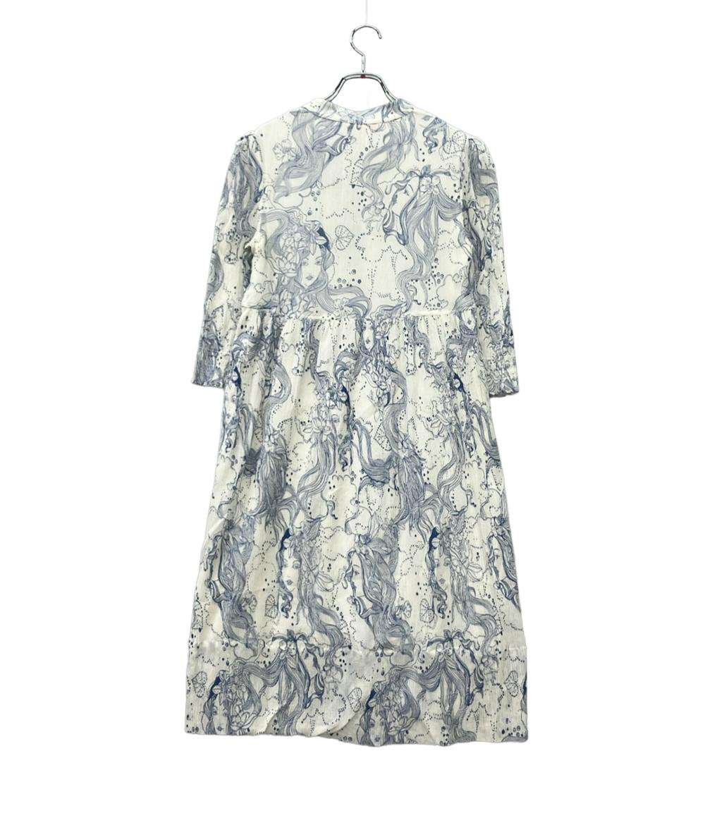 SEE BY CHLOE 長袖ワンピース プリントコットンとシルク混紡クレポンミディドレス CHS21AR00702791J34 レディース SIZE 34 (XS) シーバイクロエ