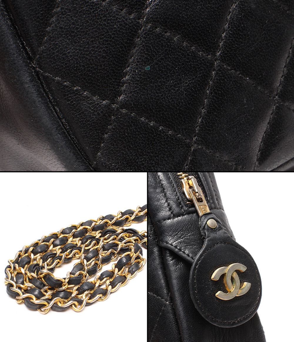 CHANEL チェーンショルダーバッグ 肩掛け ゴールド金具 マトラッセ ラムスキン レディース シャネル