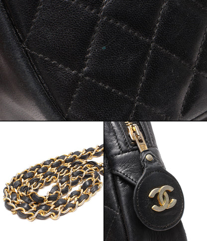 CHANEL チェーンショルダーバッグ 肩掛け ゴールド金具 マトラッセ ラムスキン レディース シャネル