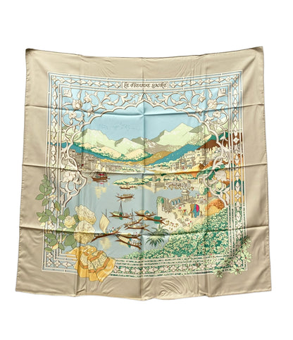 HERMES スカーフ カレ90 シルク100% LE FLEUVE SACRÉ 聖なる大河 レディース エルメス