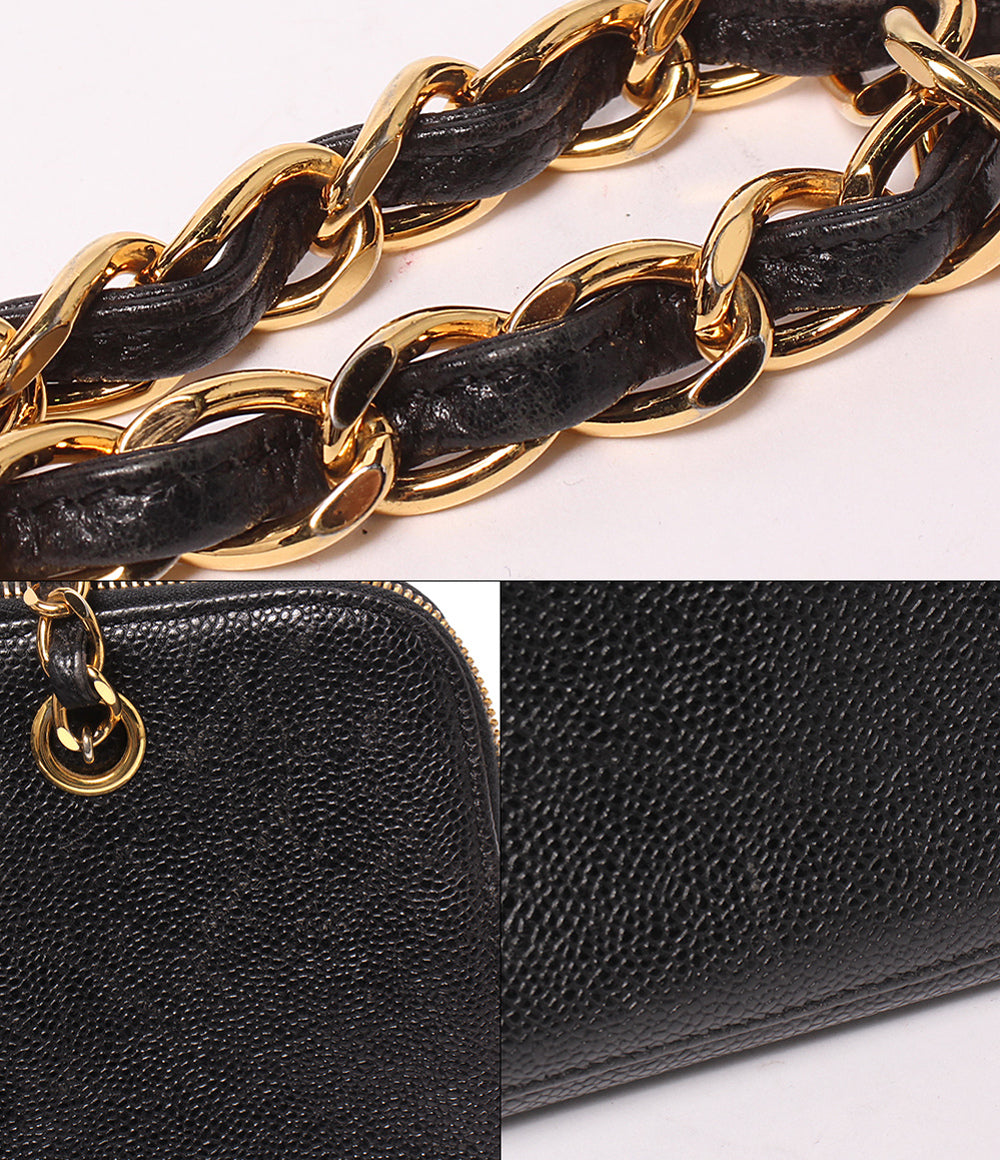 CHANEL チェーンショルダーバッグ 肩掛け ゴールド金具 5番台 キャビアスキン レディース シャネル