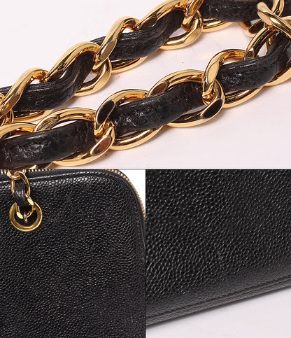 CHANEL チェーンショルダーバッグ 肩掛け ゴールド金具 5番台 キャビアスキン レディース シャネル