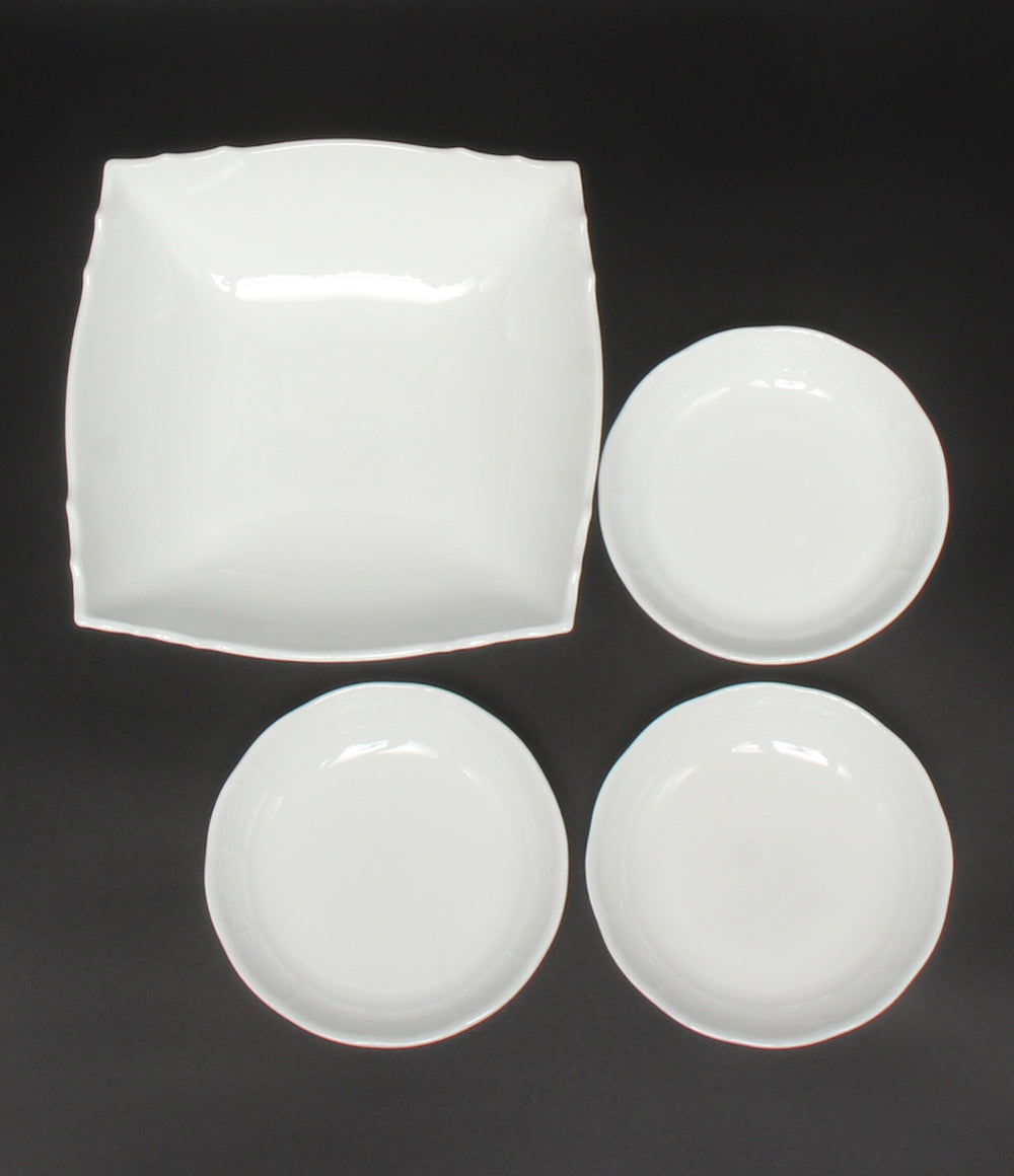 美品 Richard Ginori スクエアサラダボウル 皿 20cm ディッシュ ラウンド 14cm 4点サラダセット ベッキオホワイト リチャードジノリ