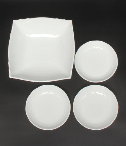 美品 Richard Ginori スクエアサラダボウル 皿 20cm ディッシュ ラウンド 14cm 4点サラダセット ベッキオホワイト リチャードジノリ