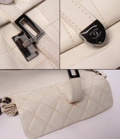 CHANEL チェーンショルダーバッグ Wチェーン シングルフラップ シルバー金具 ラムスキン チョコバー レディース シャネル