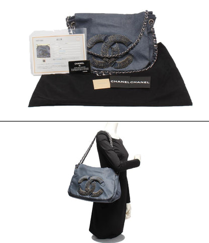 CHANEL ダブルチェーンショルダーバッグ シルバー金具 12番台 レディース シャネル