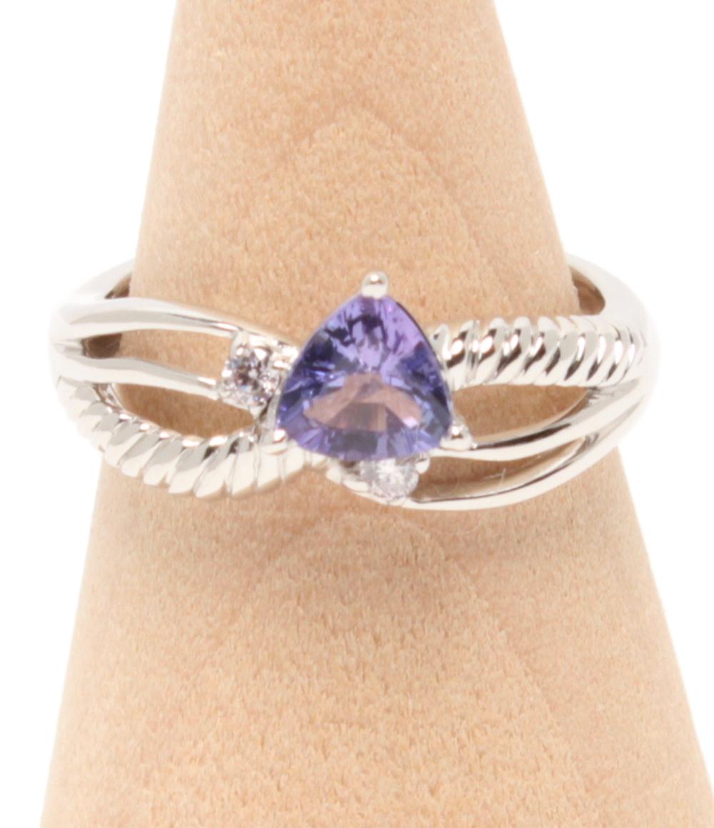 美品 リング 指輪 K18WG タンザナイト 0.64ct ピンクダイヤ 0.05ct レディース SIZE 11号