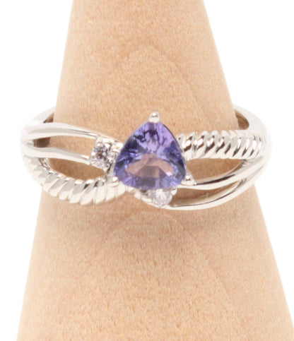 美品 リング 指輪 K18WG タンザナイト 0.64ct ピンクダイヤ 0.05ct レディース SIZE 11号