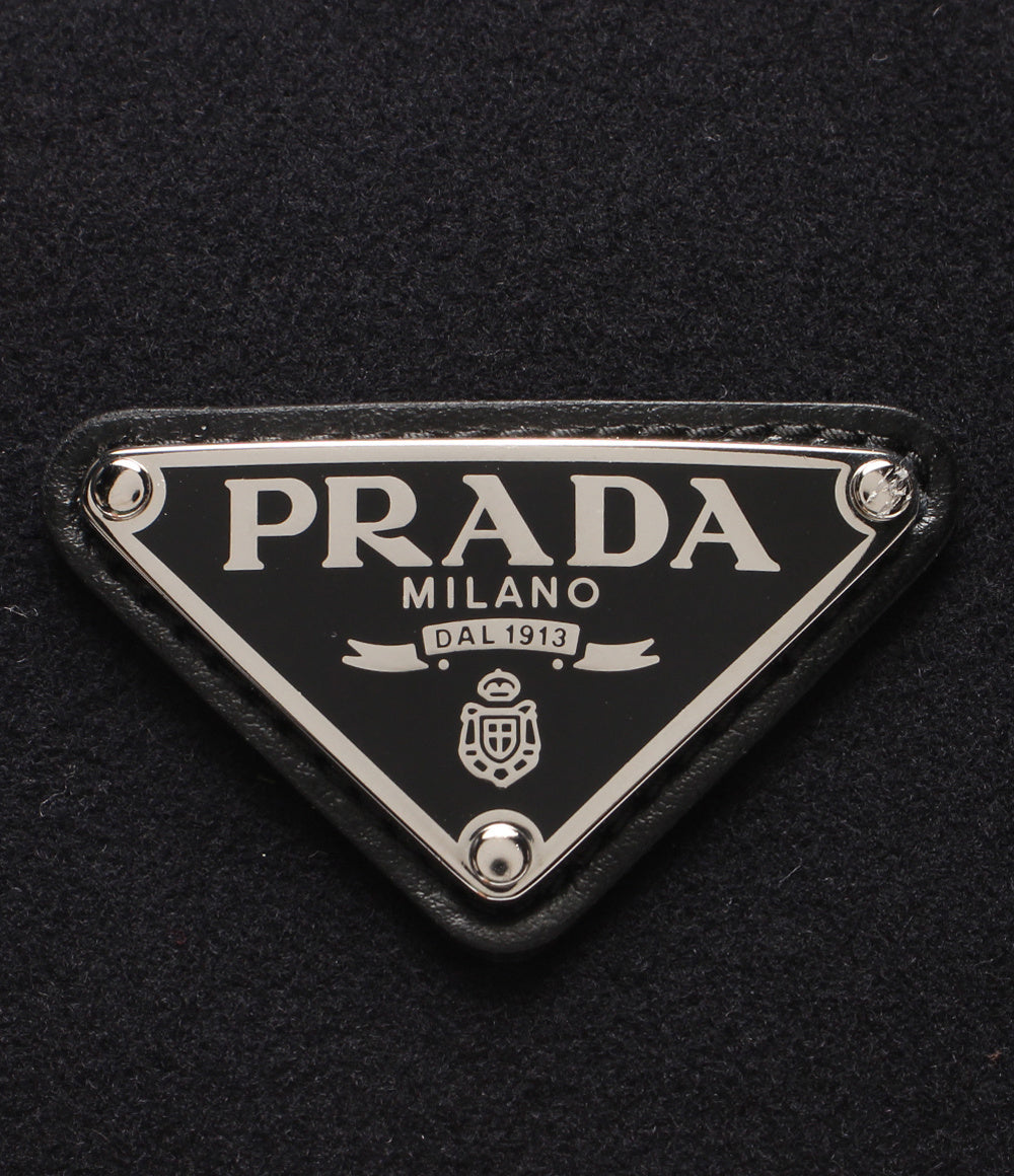 美品 PRADA キャップ ウール トライアングルロゴ マジックテープ式 2HC249 2DUF レディース メンズ SIZE S プラダ