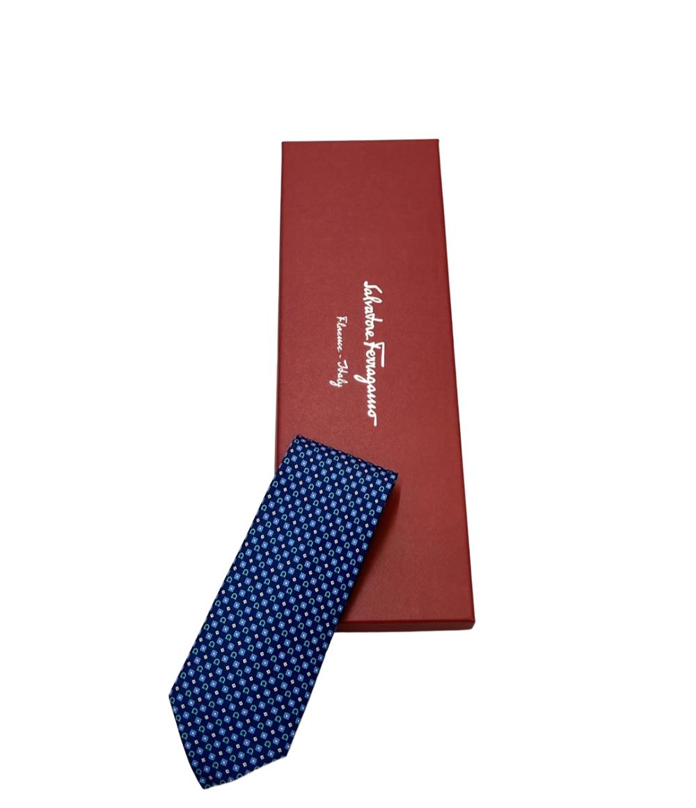 美品 Salvatore Ferragamo ネクタイ シルク100% ガンチーニ メンズ サルヴァトーレフェラガモ