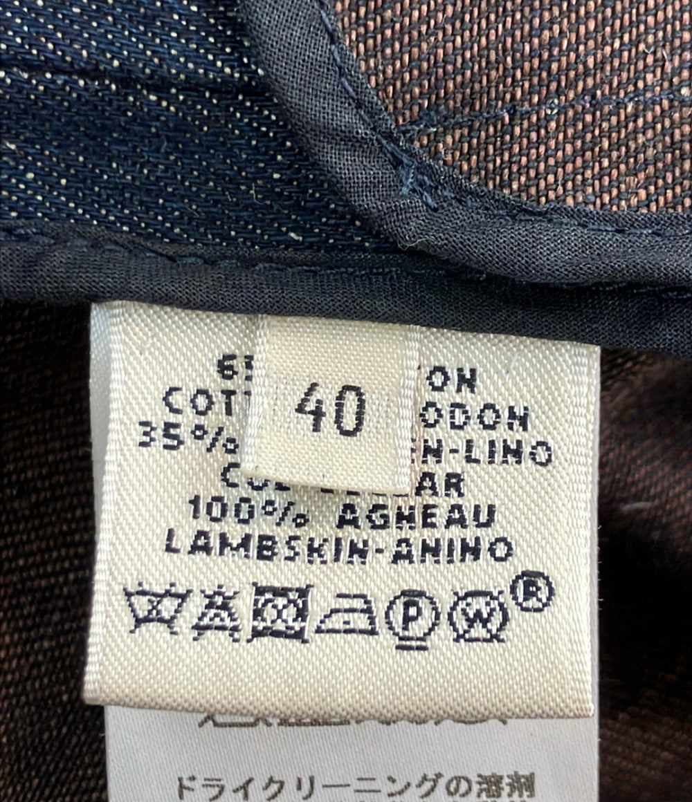 HERMES ノーカラーデニムジャケット レディース SIZE 40 (M) エルメス