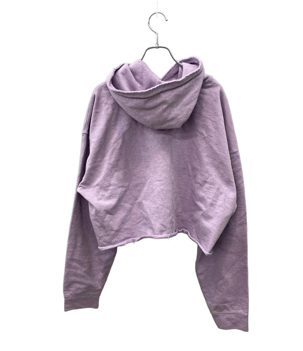 GANNI 長袖パーカー  カットオフ  ショート丈  ダメージ加工 スウェット ロゴ刺繍 Isoli Cropped Oversized Hoodie T3684 レディース SIZE L ガニー