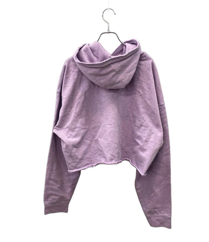 GANNI 長袖パーカー  カットオフ  ショート丈  ダメージ加工 スウェット ロゴ刺繍 Isoli Cropped Oversized Hoodie T3684 レディース SIZE L ガニー