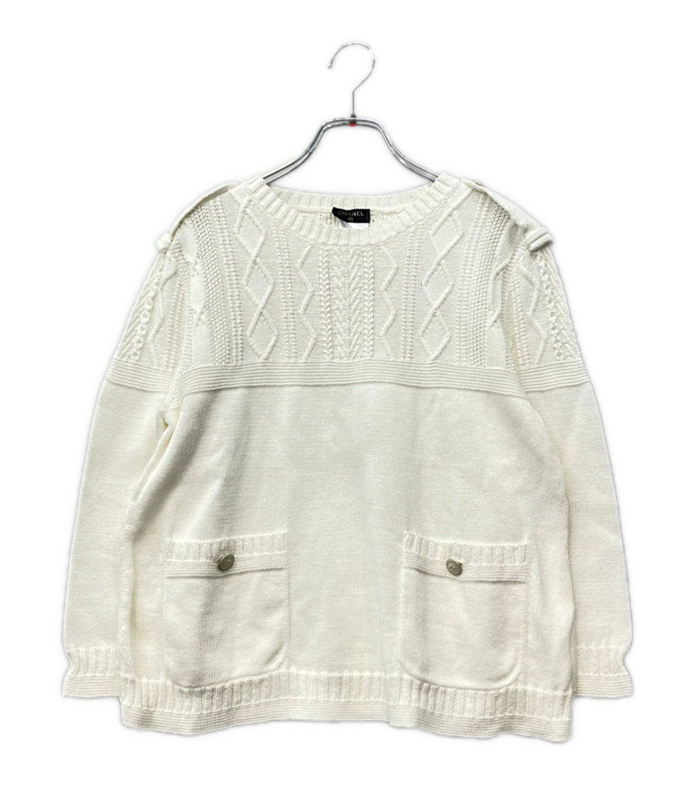 CHANEL 長袖 ココマークボタン コットンニット P53666K06997 レディース SIZE 40 (S) シャネル