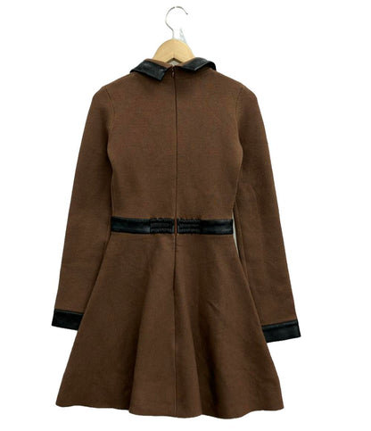 ダーリッチ 長袖ニットワンピース ハーフジップ ロゴレザー レディース SIZE F (M) Darich