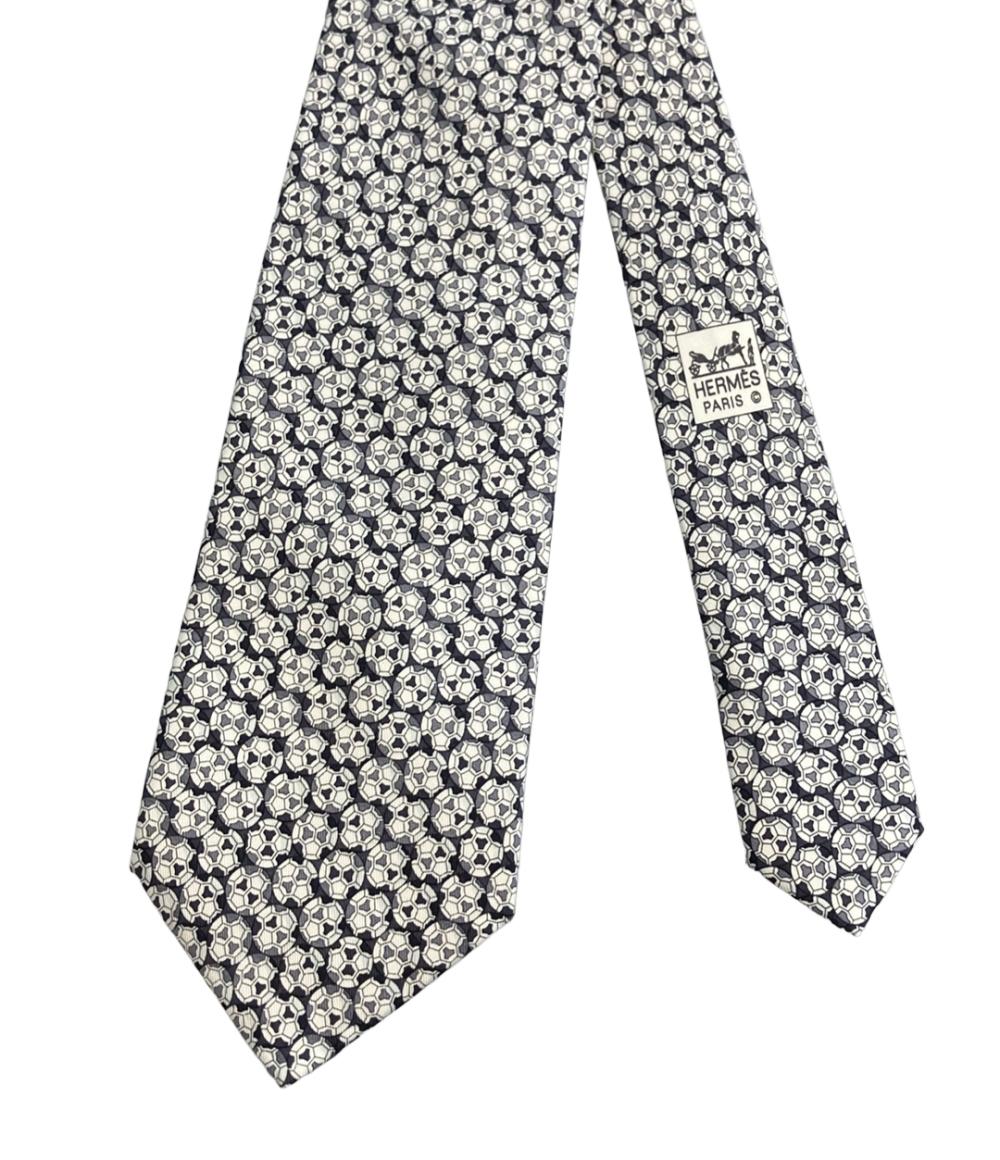 美品 エルメス ネクタイ シルク100% サッカーボール柄 メンズ HERMES