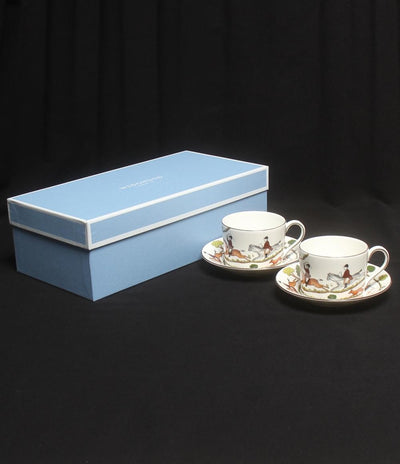 美品 ウェッジウッド カップ＆ソーサー 2客セット ペア ハンティングシーン WEDGWOOD