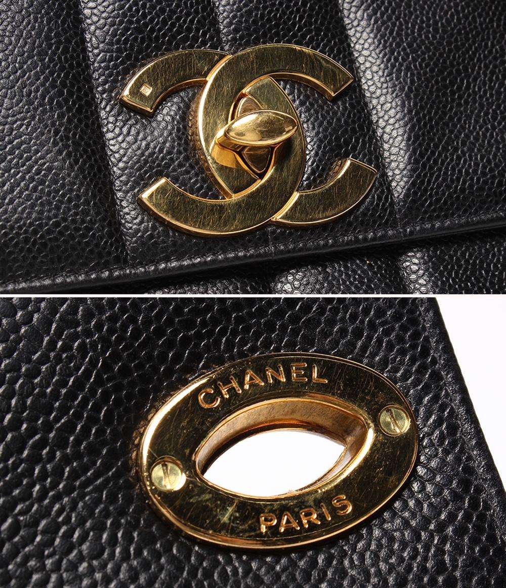 CHANEL チェーンショルダーバッグ ダブルチェーン ゴールド金具 キャビアスキン 3番台 肩掛け マドモアゼル レディース シャネル