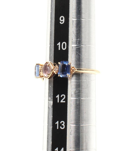 美品 agete リング 指輪 K10 アメジスト カイヤナイト ラブラドライト ダイヤ0.012ct レディース SIZE 11号 アガット