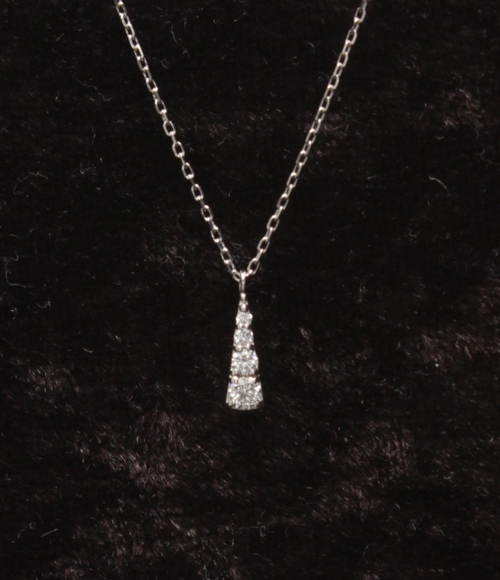 美品 ネックレス K18WG ダイヤ 0.09ct レディース