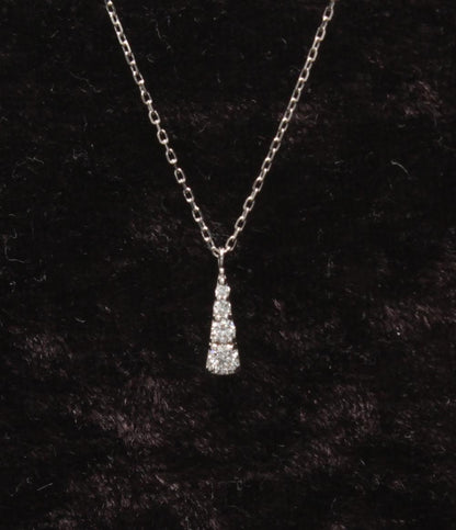 美品 ネックレス K18WG ダイヤ 0.09ct レディース