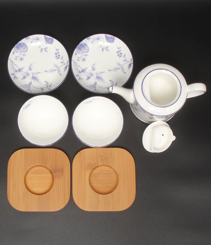 美品 WEDGWOOD ジャパニーズティーカップ 茶托 ティーポット 小皿 豆皿 ミニプレート 5点セット ブループラム ウェッジウッド