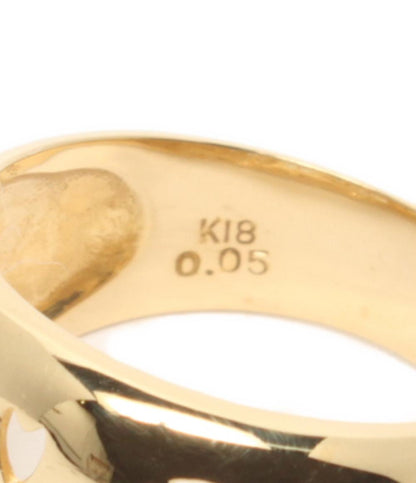 美品 リング 指輪 K18 ダイヤ 0.05ct 透かし彫り 和柄 サクラ レディース SIZE 10号