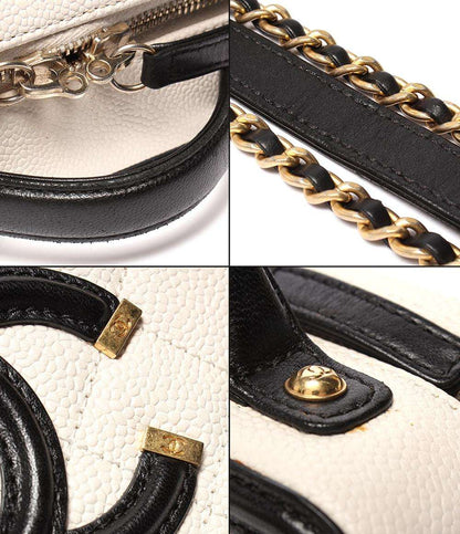 CHANEL チェーンショルダーバッグ バニティバッグ  斜め掛け ゴールド金具 キャビアスキン マトラッセ ココマーク CCフィリグリー A93342 レディース
