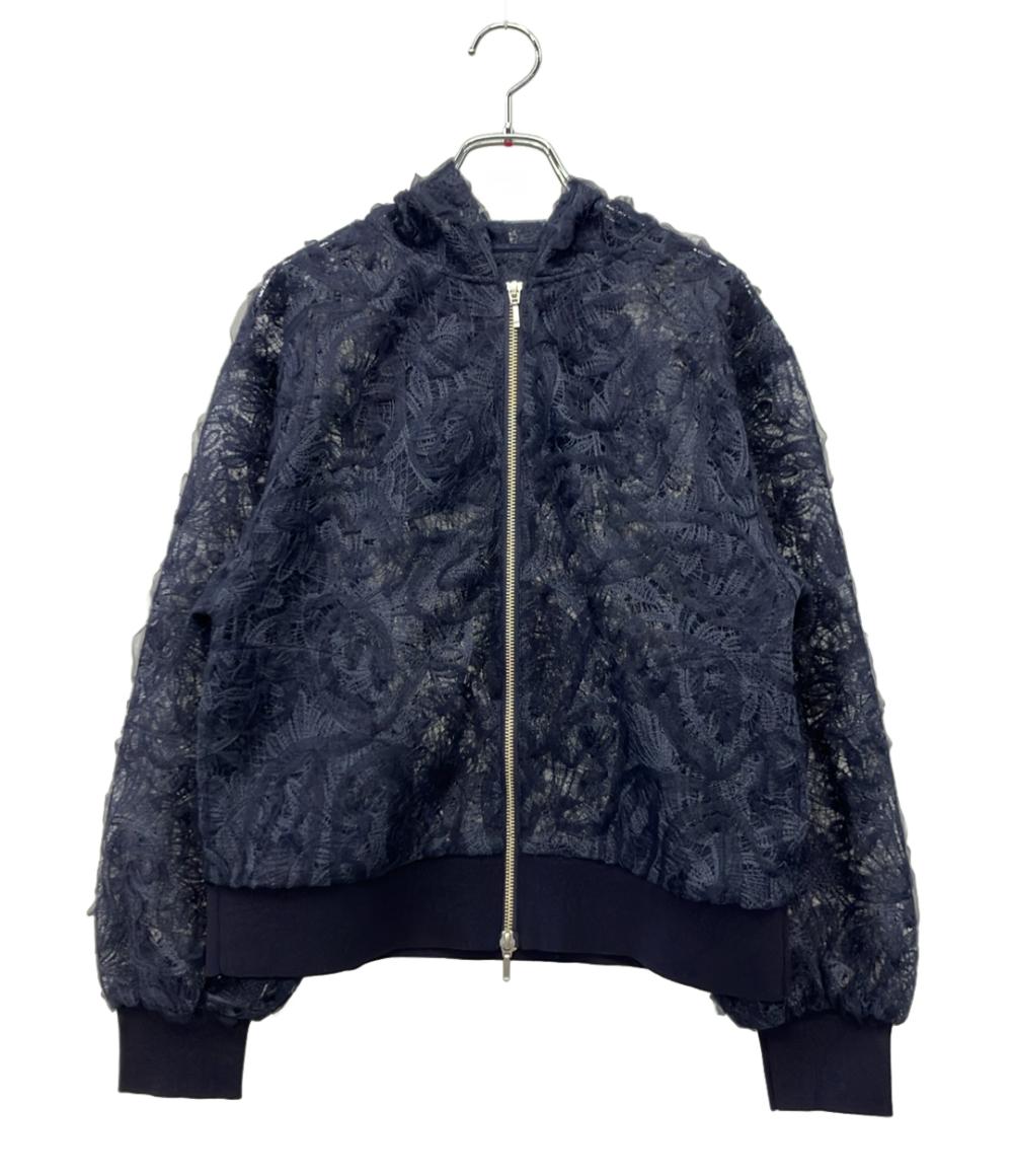 美品 ANAYI ブルゾン フード チュール コードレース ダブルジップ タグ付き 102618-16-360-65-380 レディース SIZE 38 (M) アナイ
