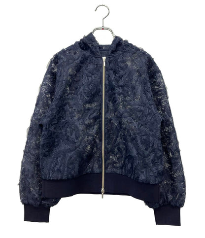 美品 ANAYI ブルゾン フード チュール コードレース ダブルジップ タグ付き 102618-16-360-65-380 レディース SIZE 38 (M) アナイ
