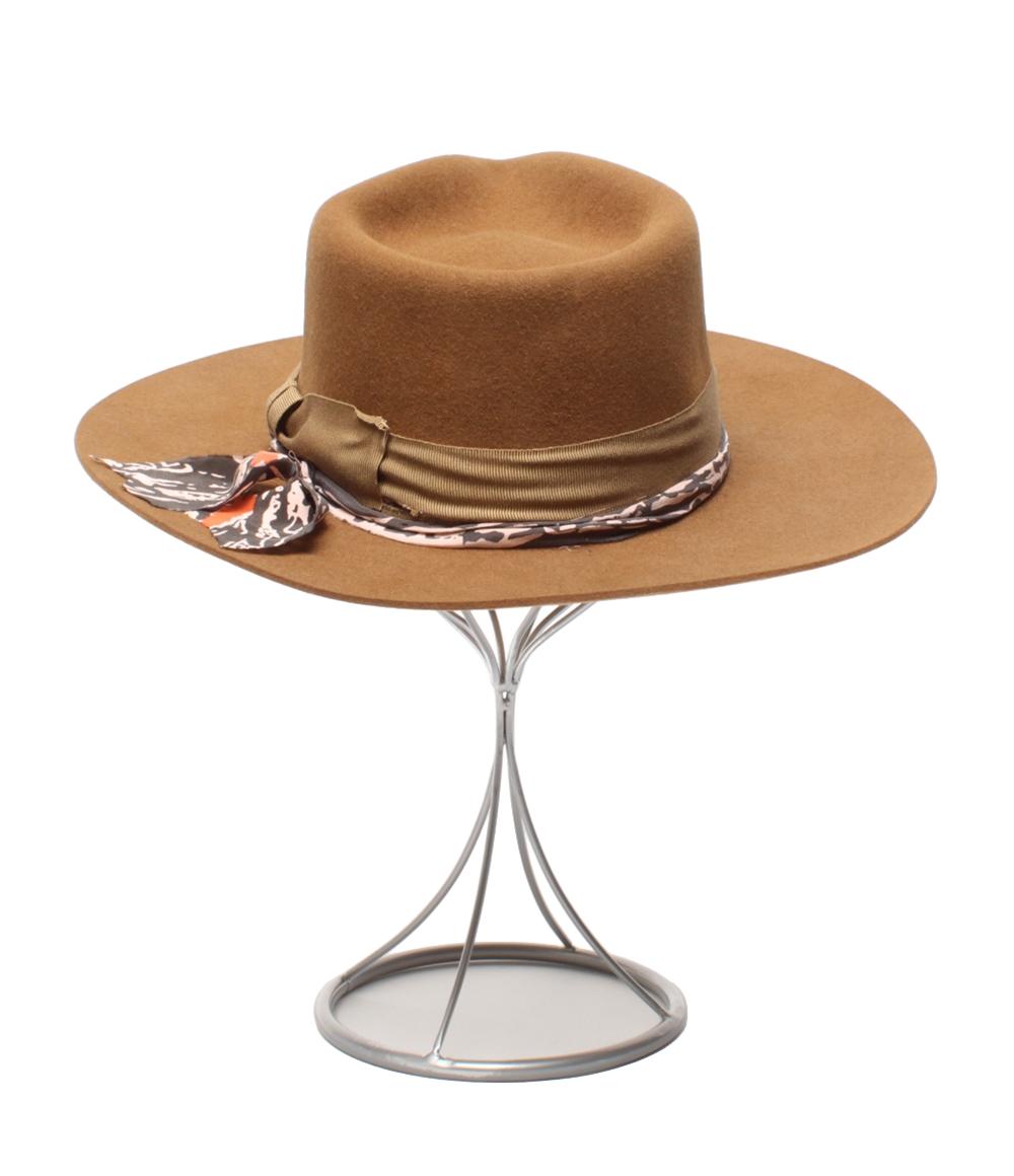 美品 SUPERDUPER ラビットファーフェルトハット ダメージ加工 レディース メンズ SIZE 59 スーパードゥ―パー