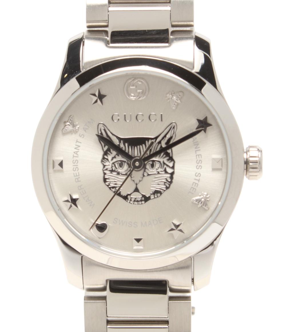 美品 グッチ 腕時計 Gタイムレス クオーツ シルバー YA126595 レディース GUCCI