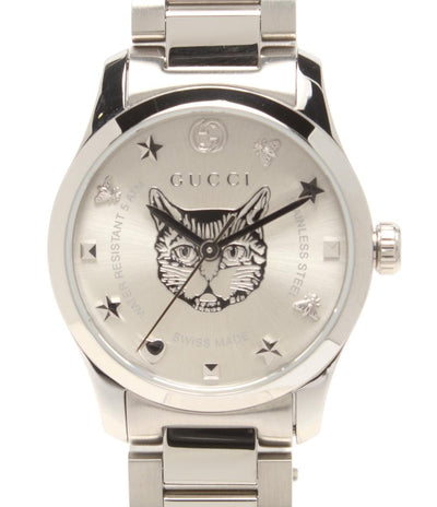 美品 グッチ 腕時計 Gタイムレス クオーツ シルバー YA126595 レディース GUCCI