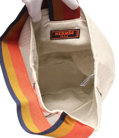 美品 HERMES ショルダーバッグ 斜め掛け ボディバッグ シルバー金具 トワルシェブロン キャバリエ レディース メンズ エルメス