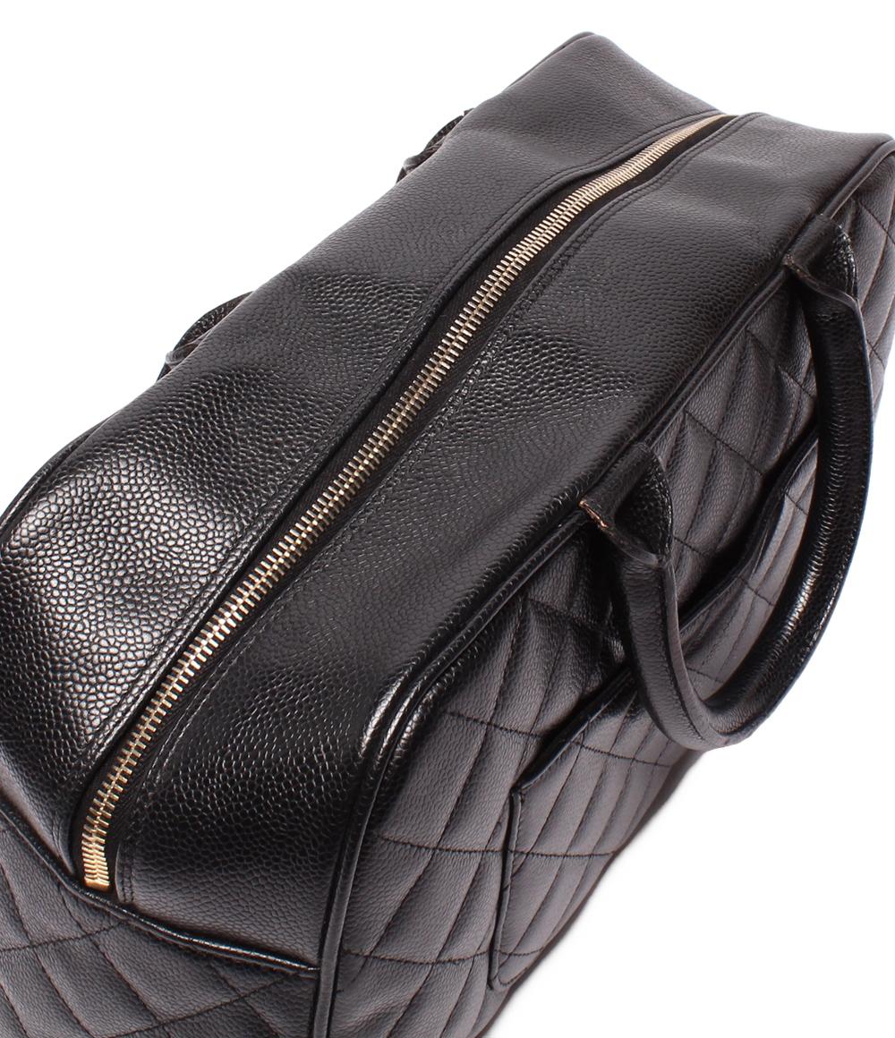 CHANEL ミニボストンバッグ ハンドバッグ マトラッセ ココマーク キャビアスキン ゴールド金具 レディース シャネル