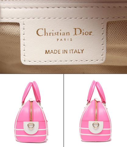美品 クリスチャンディオール 2way ハンドバッグ ショルダーバッグ 肩掛け D-Vibe ボウリングバッグ レディース Christian Dior