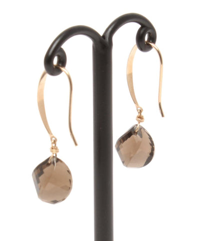 美品 ピアス K10 スモーキークォーツ レディース