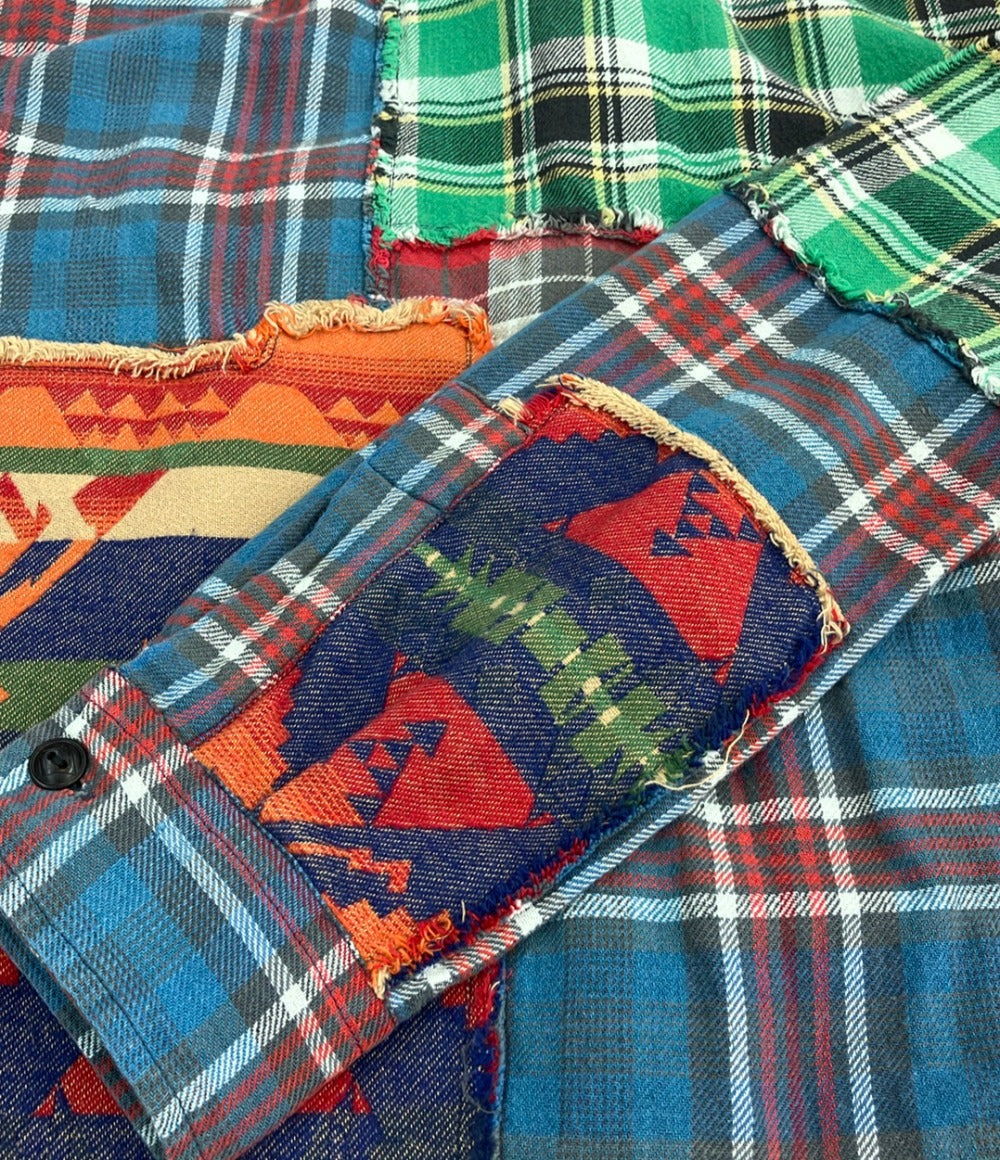 POLO RALPH LAUREN 長袖 パッチワーク チェックシャツ メンズ SIZE L ポロ・ラルフローレン