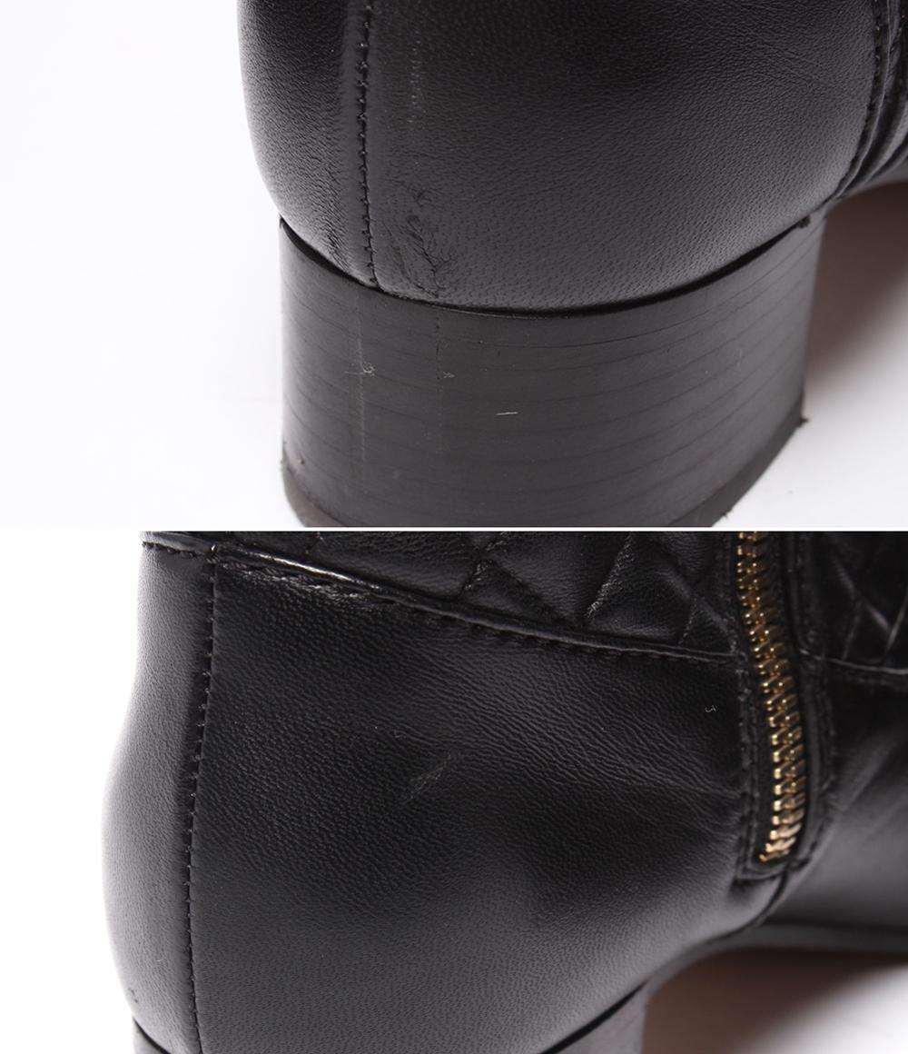 CHANEL ショートブーツ サイドファスナー パール マトラッセ ゴールド金具 G34074 レディース SIZE 38 (24cm) シャネル