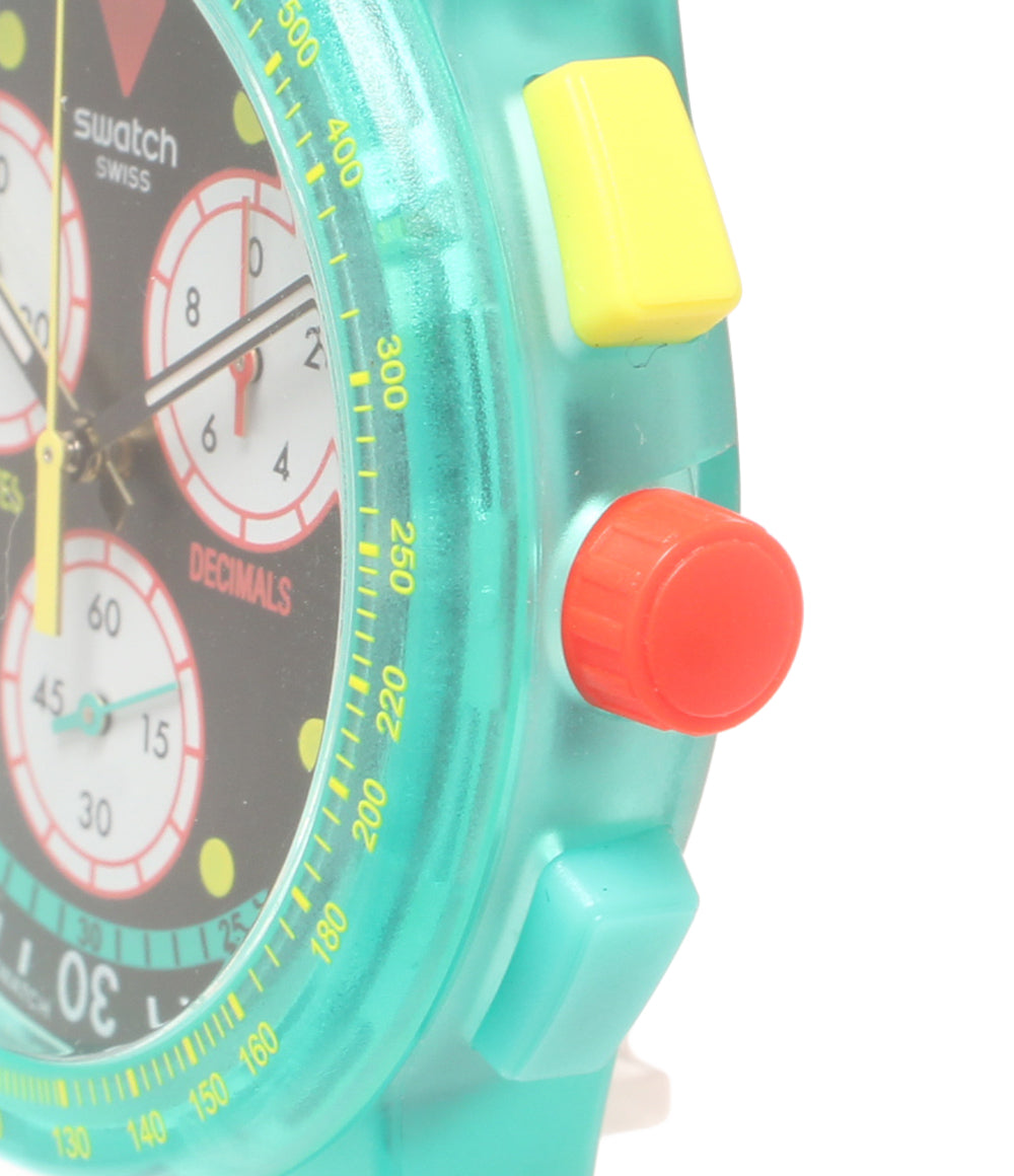 美品 Swatch 腕時計 NEON EMERALD CHRONO ネオンエメラルドクロノ クオーツ レディース メンズ スウォッチ
